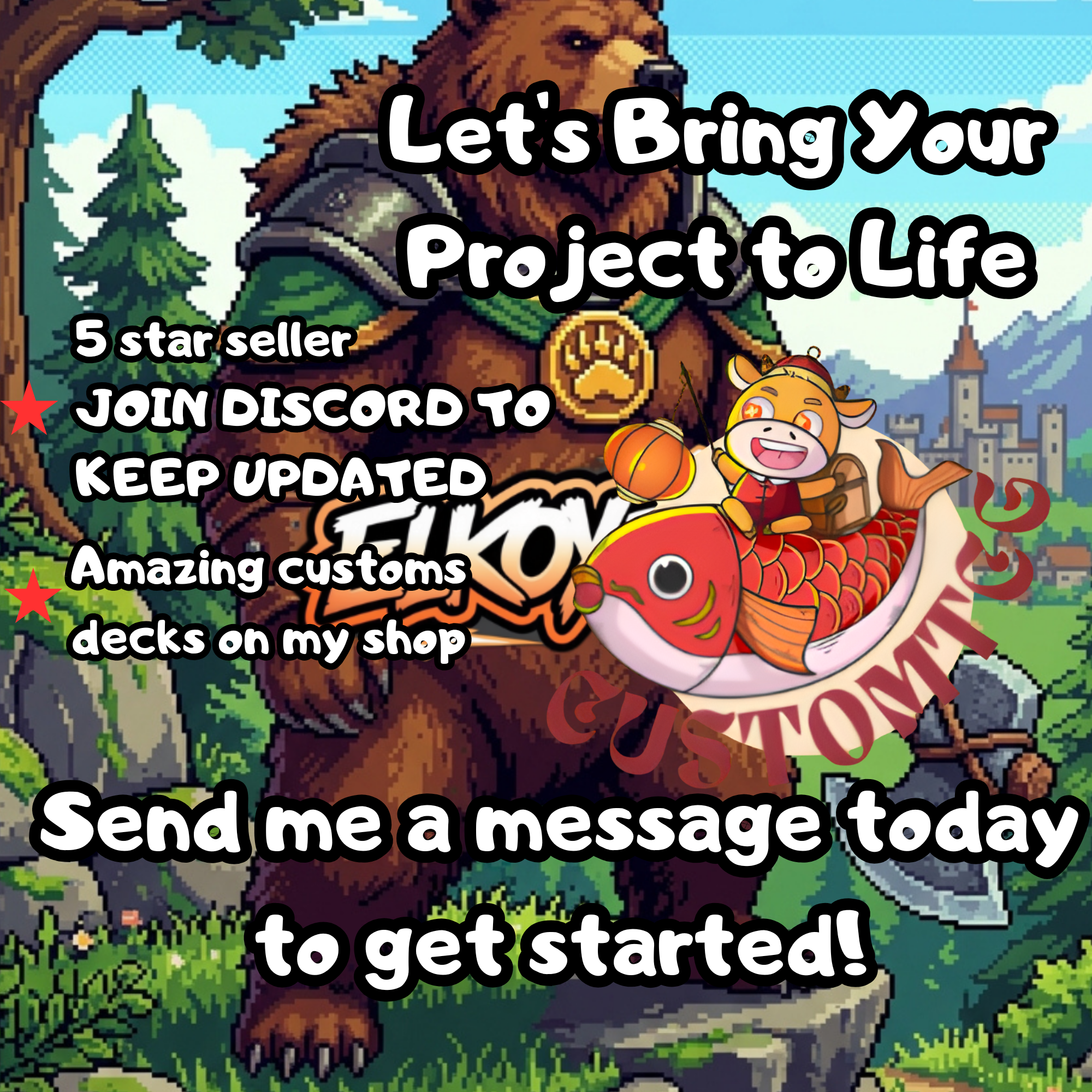 Kudo, King Among Bears Custom Deck 👑🐻- Pixel Art